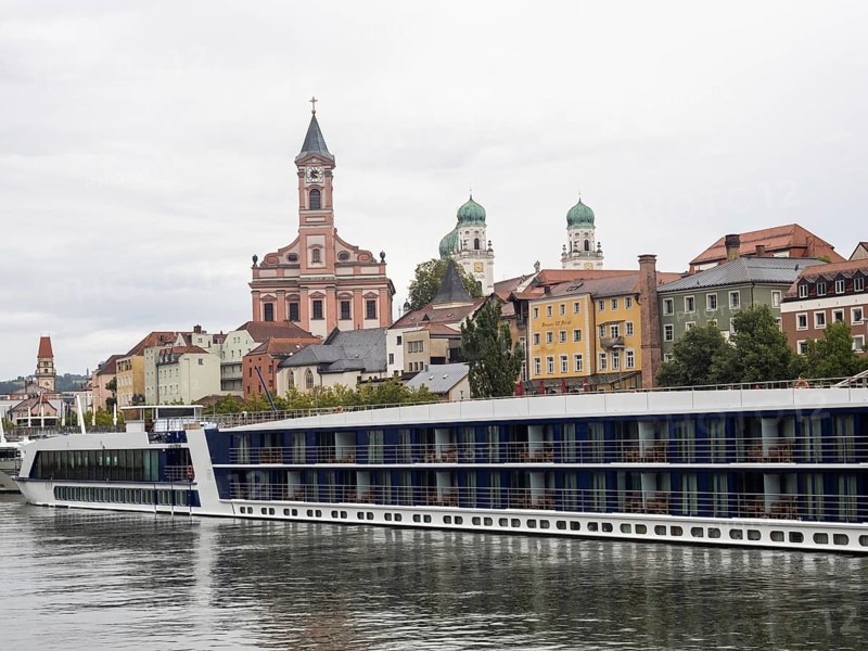 View over the Danube to the church of St. Paul and the cathedral