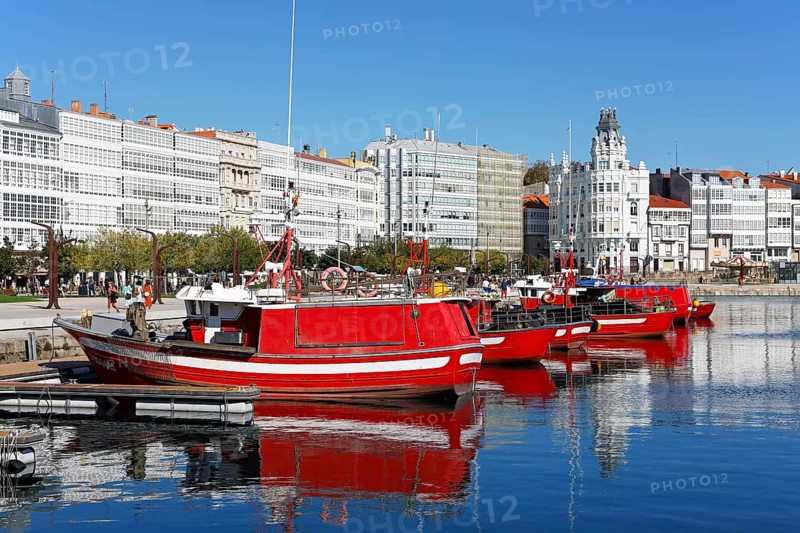 Harbour and promenade in the historic city centre of La Coruna