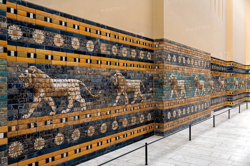 Entrance to the Ishtar Gate of Babylon in the Pergamon Museum Berlin Germany