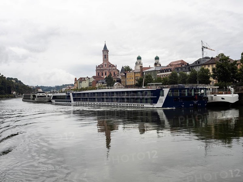 View over the Danube to the church of St. Paul and the cathedral