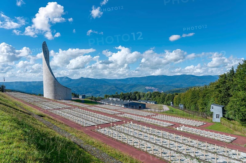 Former concentration camp Natzweiler-Struthof with the memorial Lighthouse of Remembrance
