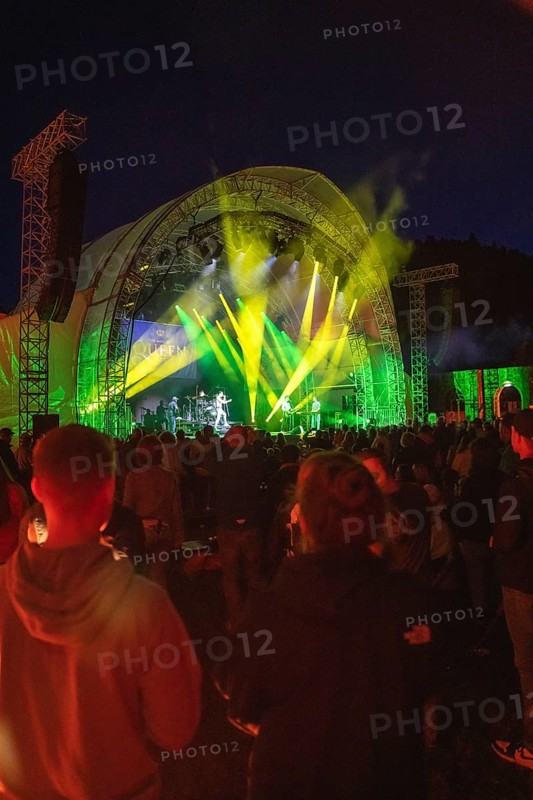 Cheering crowd at Live Klostersommer Festival in Historic Monastery