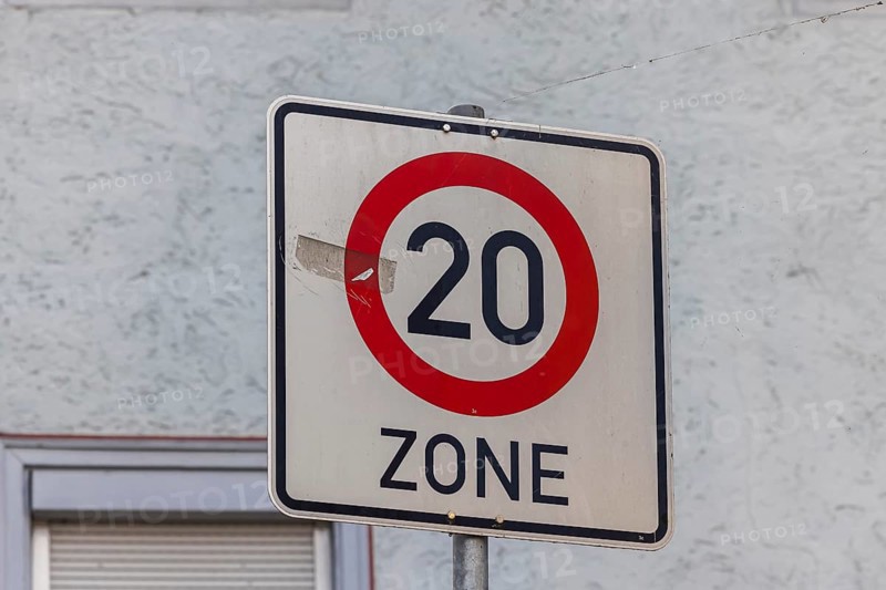 Traffic sign Tempo 20 km h applies on some streets in the city of Rottweil