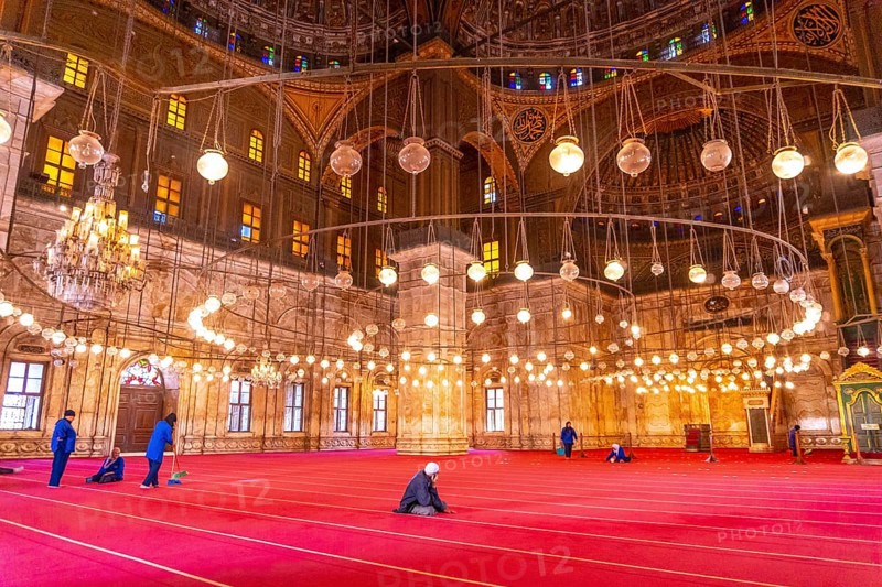 Beautiful decorated interior of the Alabaster Mosque in the city of Cairo in the Egyptian capital. Africa