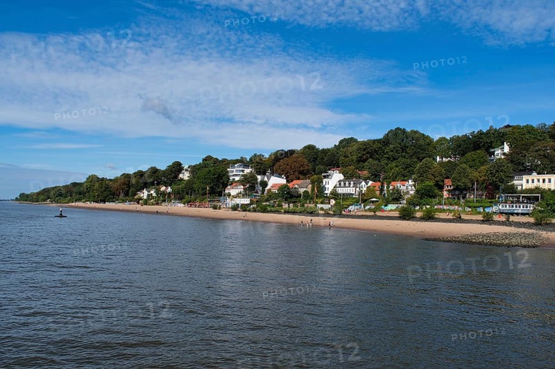 View over the Elbe beach in Hamburg harbour