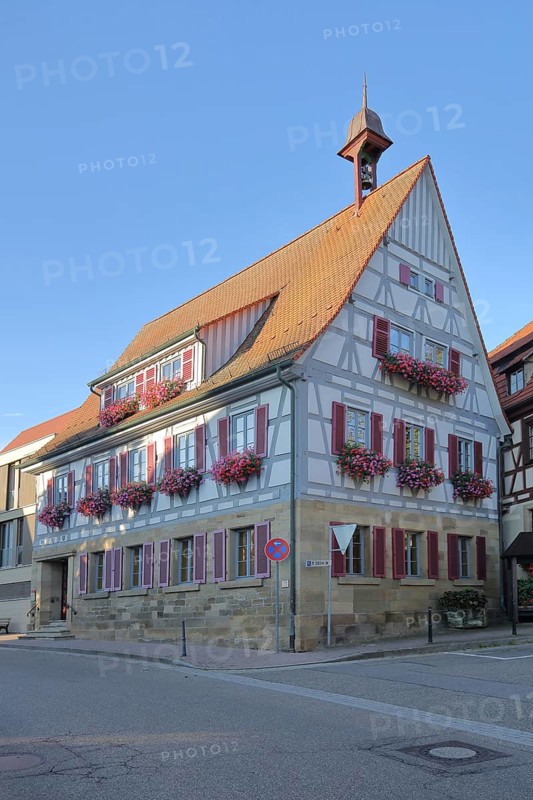 Half-timbered house with tower spire