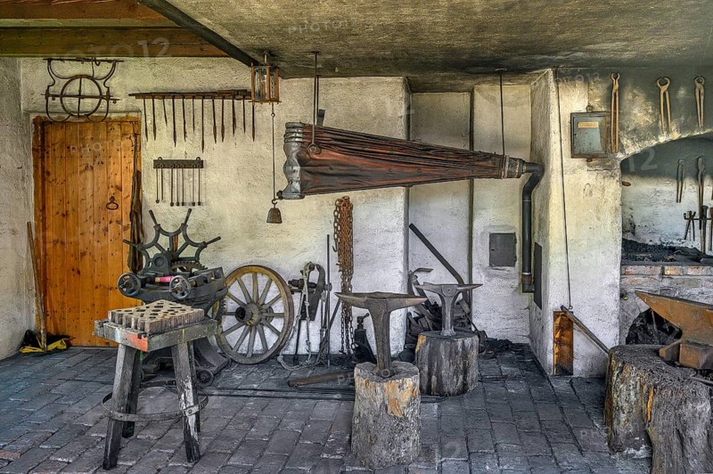 The forge with bellows in the Swabian Open Air Museum