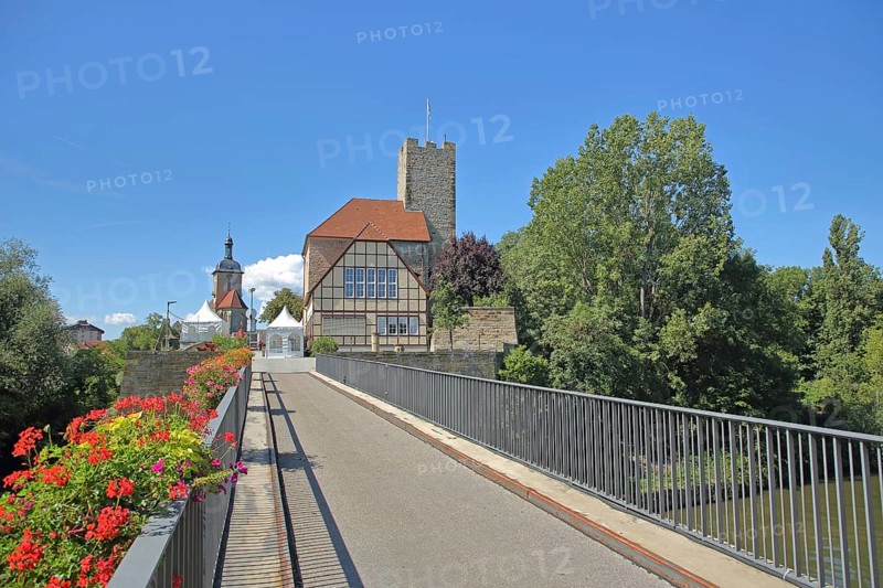 Bridge with flower decoration to the Count's Castle
