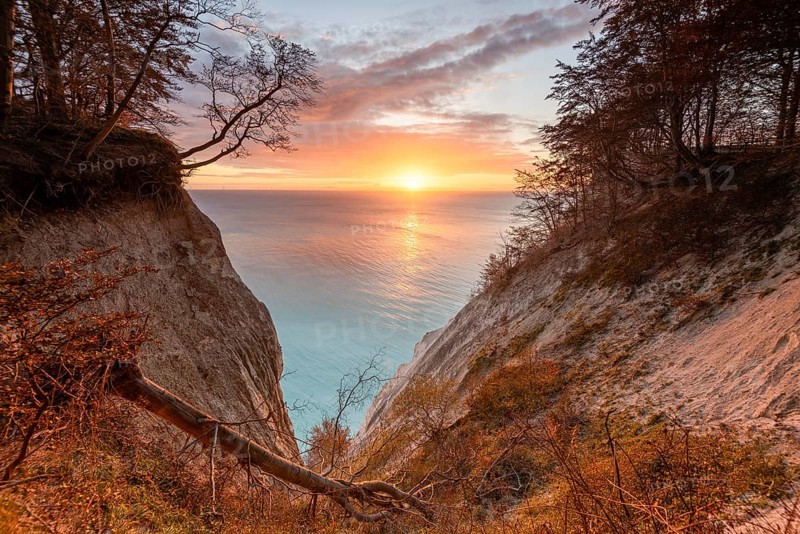 Sunrise at the chalk cliffs Moens Klint