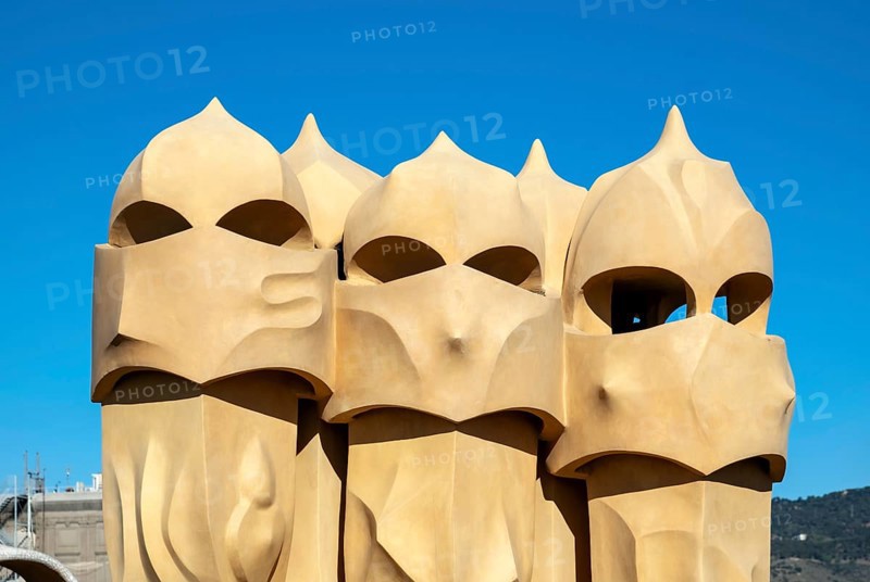 Warrior-like chimneys on roof of Casa Mila