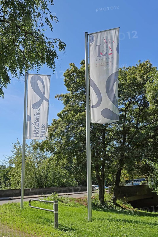 Flags with inscription Hoelderlinhaus