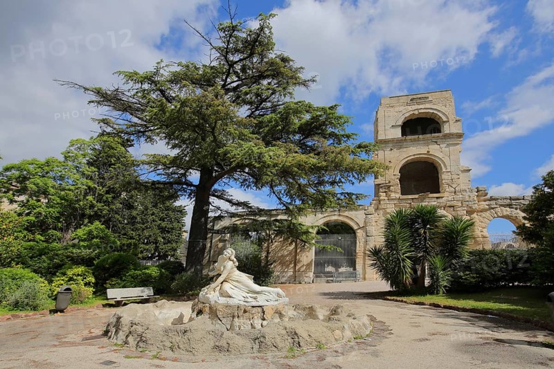 La fontaine de Niobe ornamental fountain with figure of Niobe in the Jardin d?.ete and Roman amphitheatre