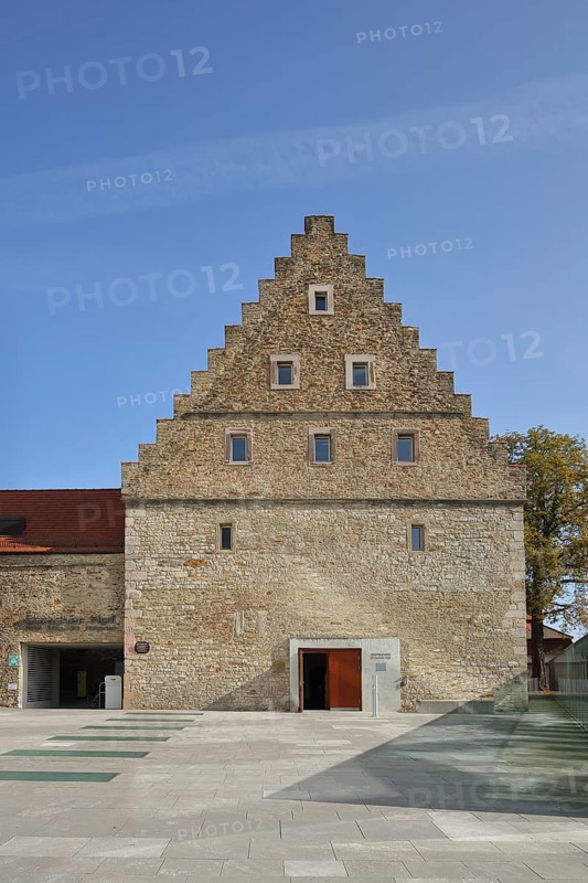 Historic Renaissance Ebracher Hof and modern glass wall