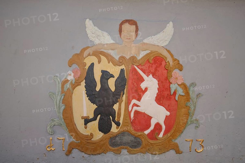 Relief of angel and shield