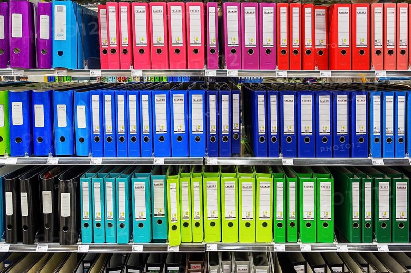 Shelves with files