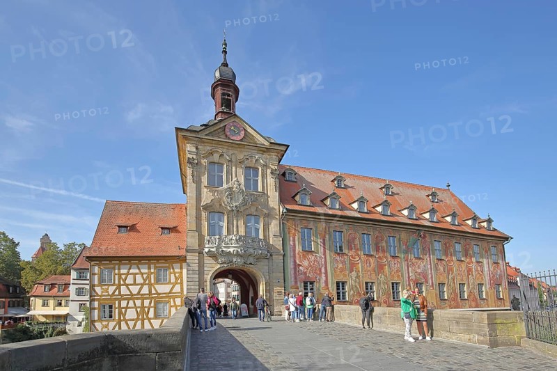 Historic Old Town Hall with mural and archway