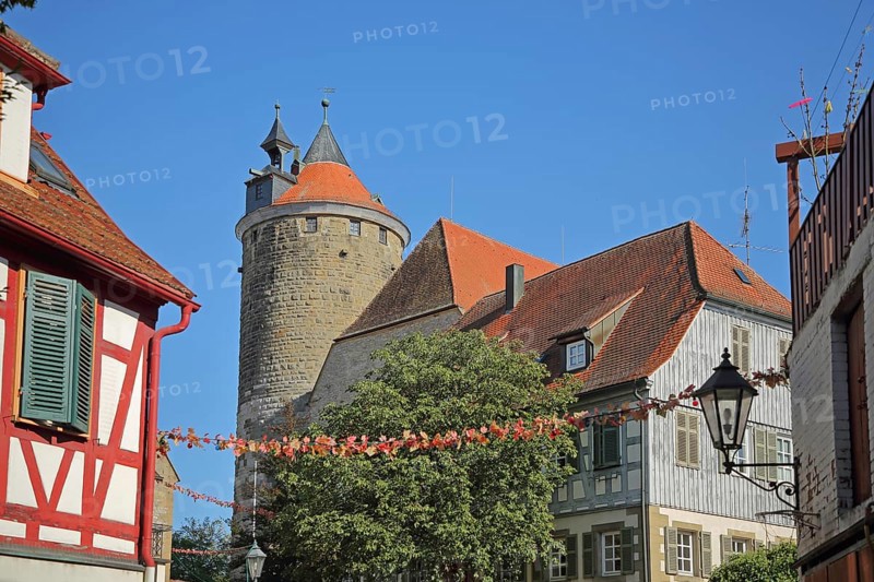 View of Obere Burg with historic Schochenturm built in 1220