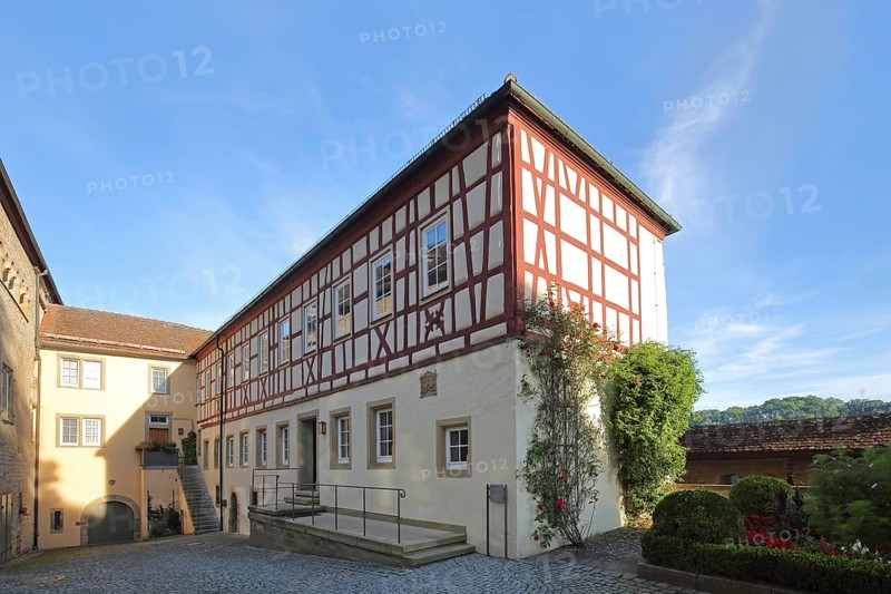 Half-timbered house in the courtyard of the Romanesque Comburg Monastery