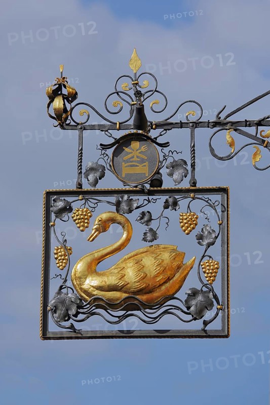 Golden nose sign of the restaurant swan