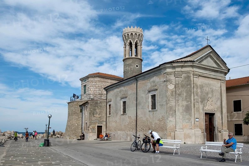 Waterfront with San Clemente Church or Maria Health Church and Lighthouse