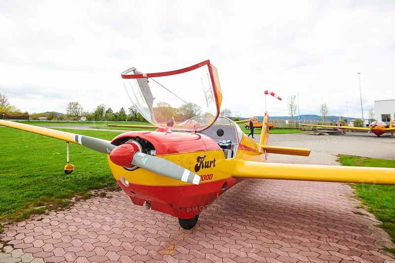Lightweight aircraft on an airfield in Neumarkt in der Oberpfalz