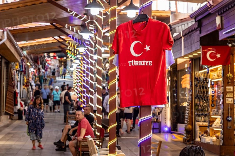 Bazaar in Kusadasi with clothes