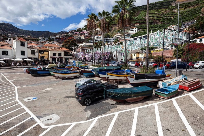 Harbour with colourful fishing boats