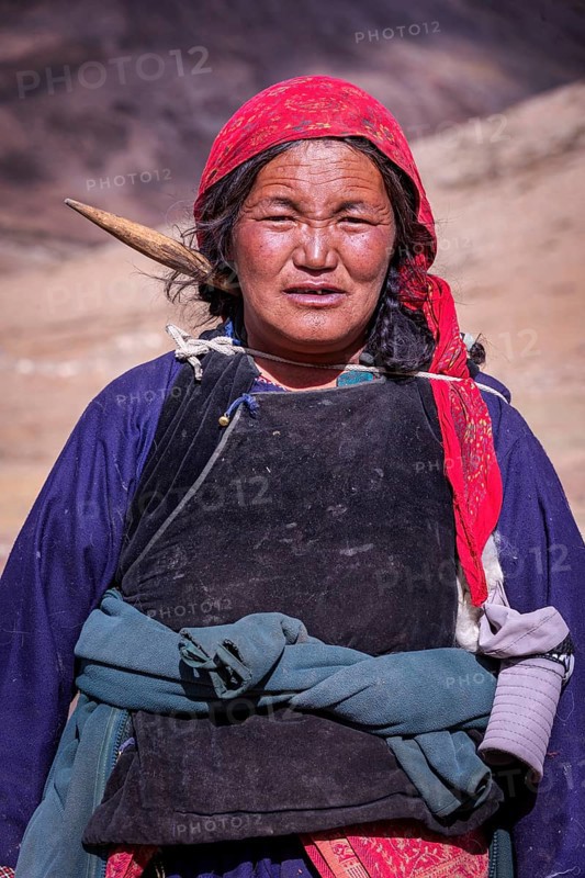 A female yak herder from the Changpa nomadic tribe