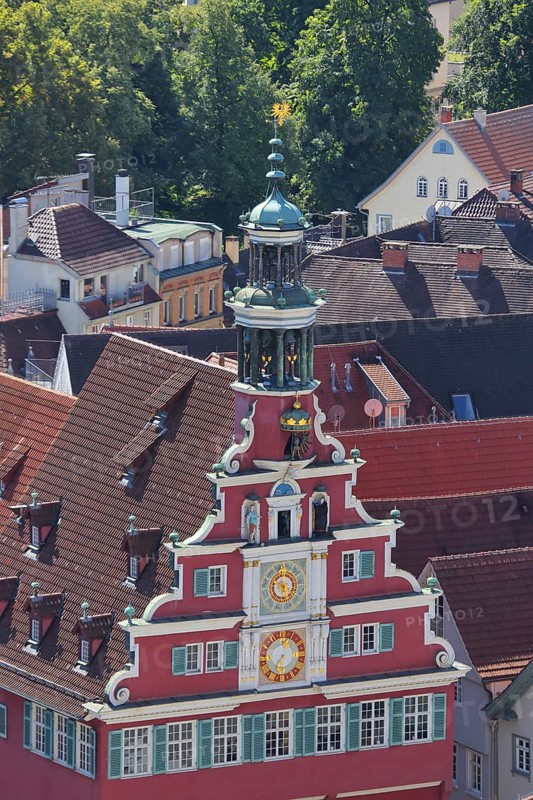 Old town hall built 1420 with tail gable and spire