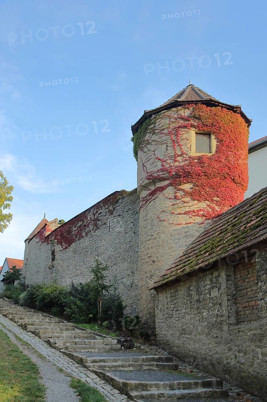 Historic town wall with wall tower