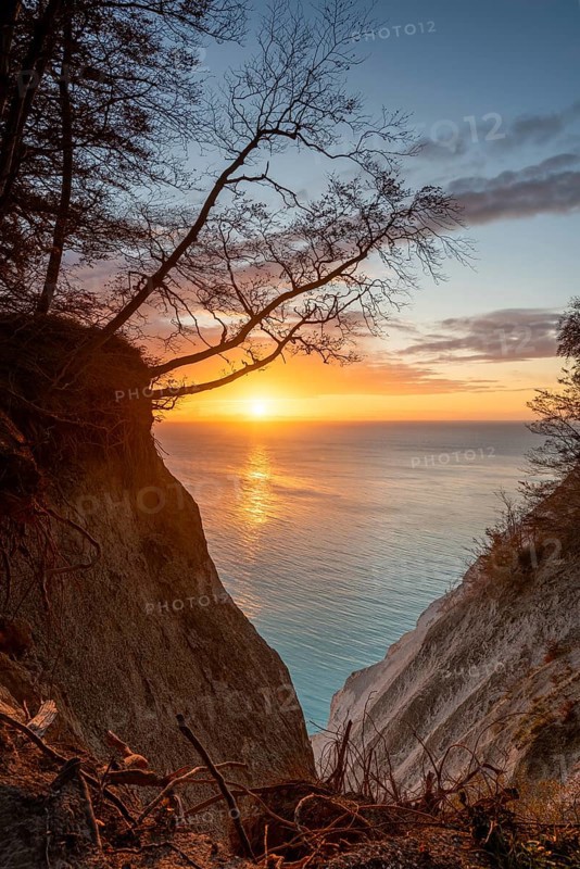 Sunrise at the chalk cliffs Moens Klint