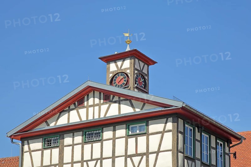 Historic guard house with spire and clock