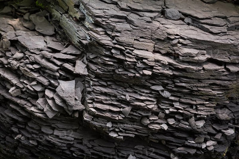 Dark grey fragmented metamorphic rock