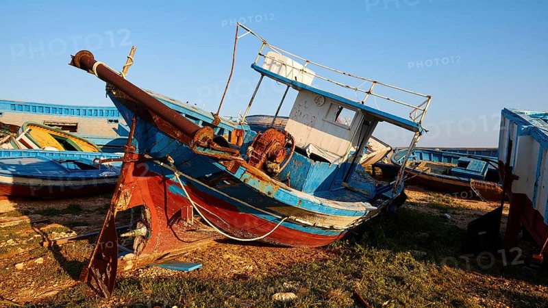 Colourful cabin boat