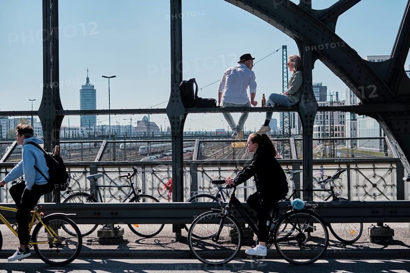 Young people meet during the on the Hackerbrücke in Munich