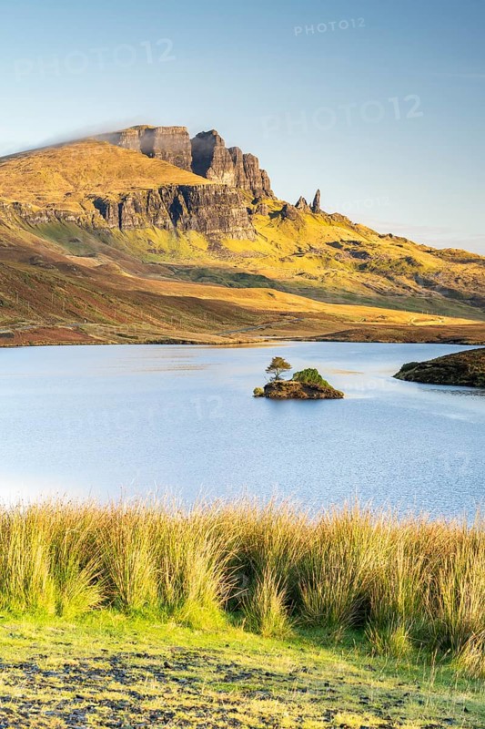 View of rock needle Old Man of Storr