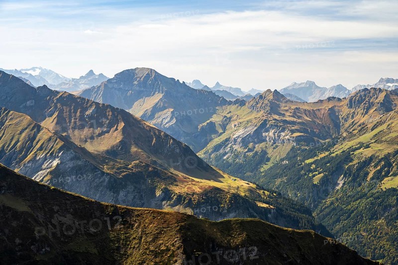 Mountain panorama in the peaks of the Glarus Alps