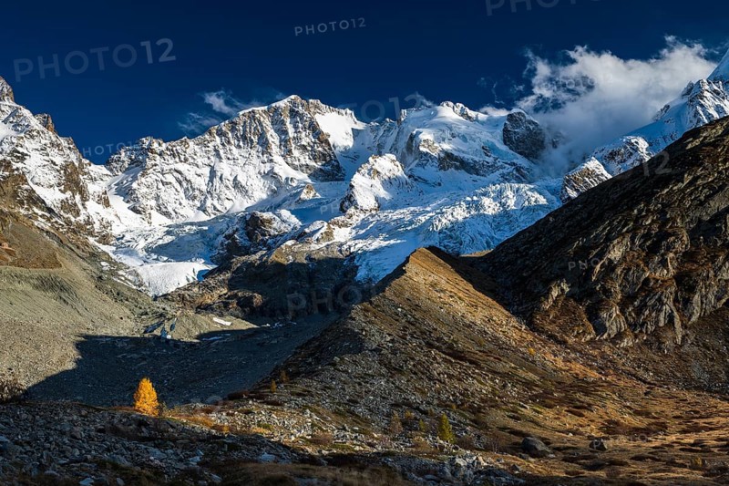 Glaciated peaks of Piz Bernina and Piz Scerscen