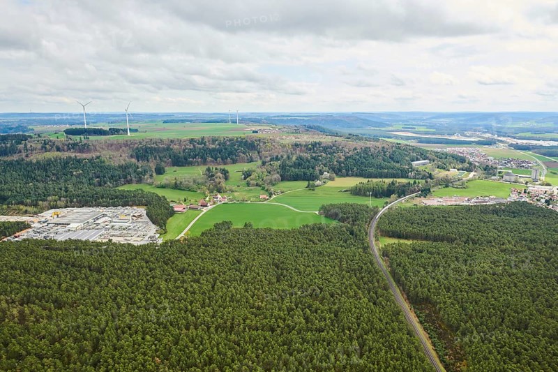 Aerial view of the area around Neumarkt in der Oberpfalz