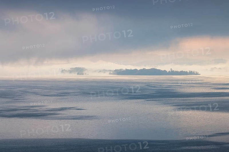 Foggy atmosphere over Lake Constance on an autumn morning