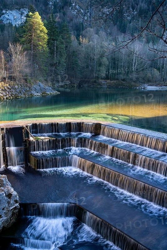 Landscape with waterfall in the Allgäu in autumn. The Lech Falls