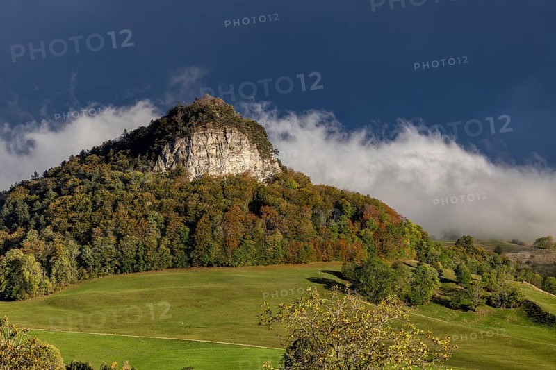 Wisner Flueh in autumn with fog rolling in