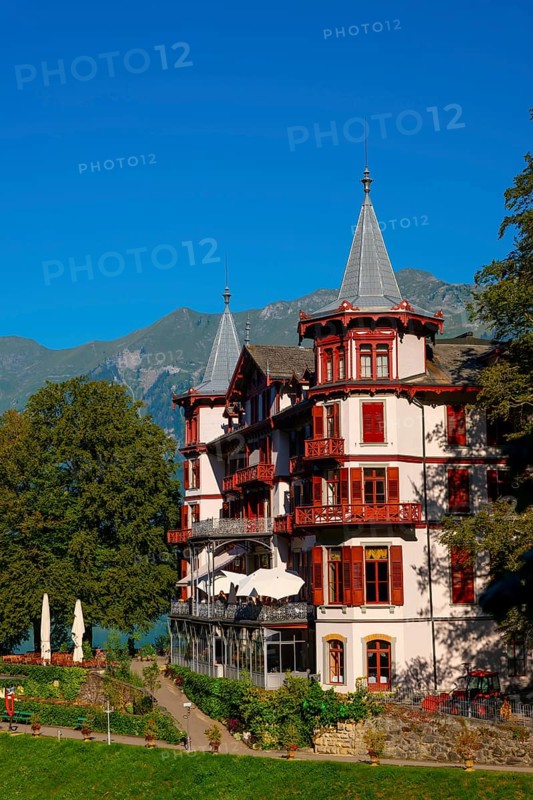 The Historical Grandhotel Giessbach on the Mountain Side in Brienz