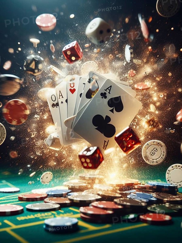 Casino scene on a gaming table