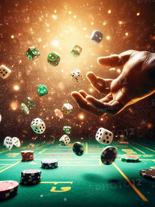 Casino scene on a gaming table