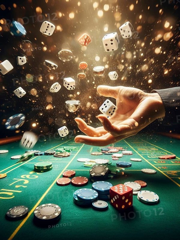 Casino scene on a gaming table