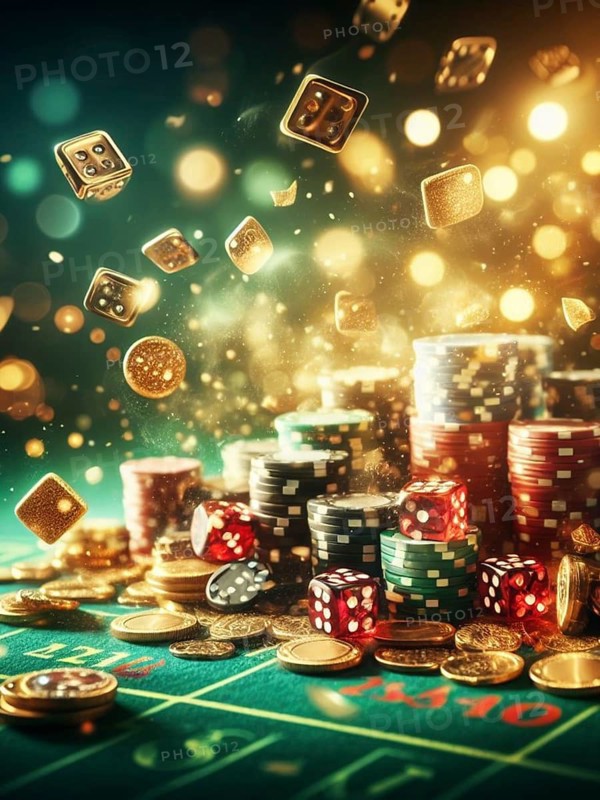 Casino scene on a gaming table