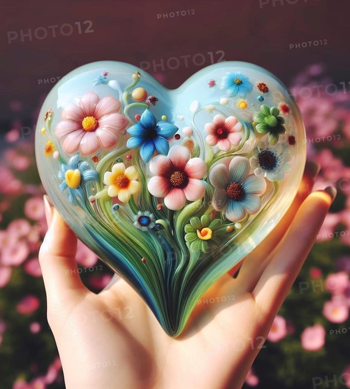 A heart made of blown glass art illustration generative ai art