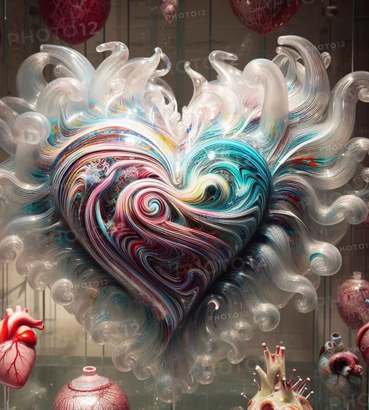 A heart made of blown glass art illustration generative ai art