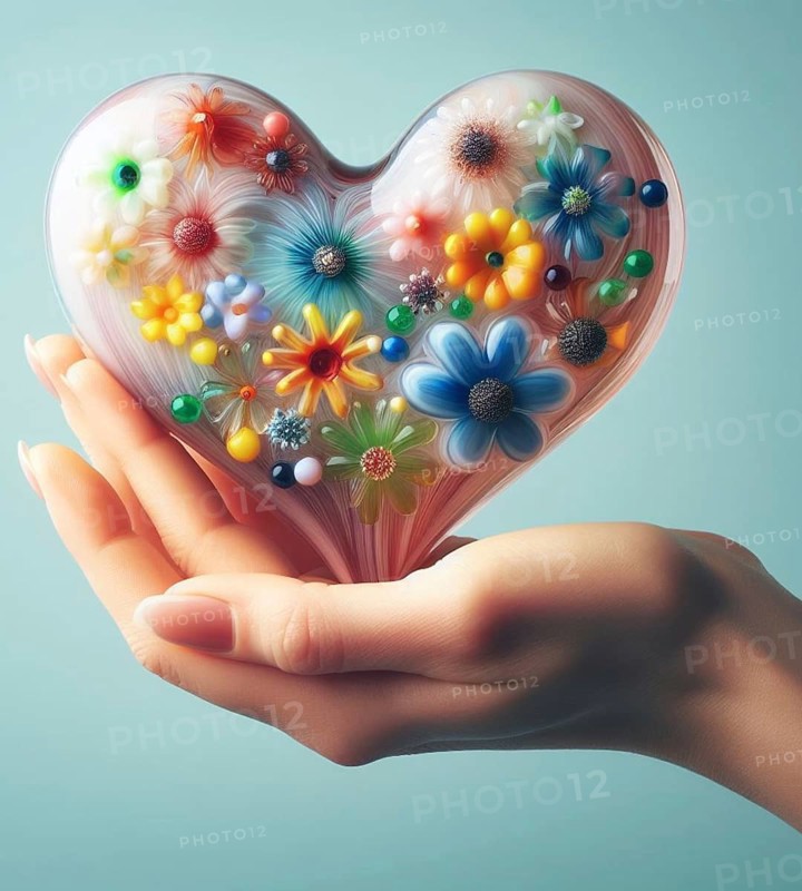 A heart made of blown glass art illustration generative ai art